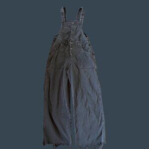 aerie Wide Leg Overalls in Charcoal Gray